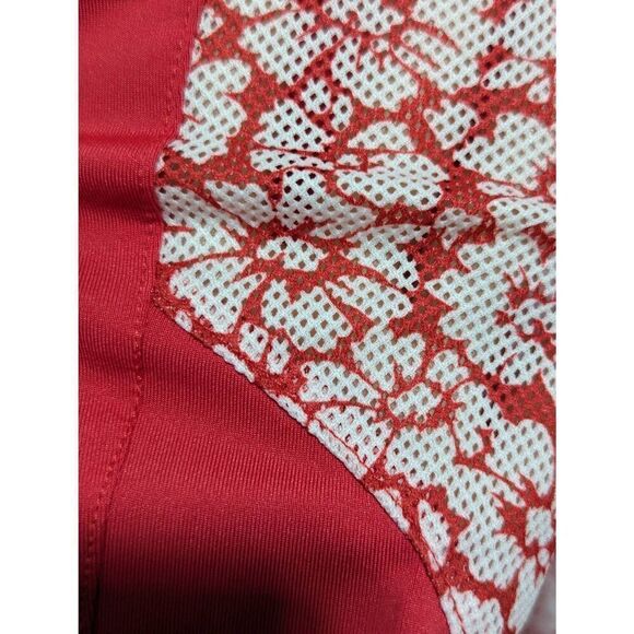 San Soleil Women's M Red Orange White Tropical Flower Print Sun Protection Shirt - Picture 6 of 6